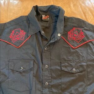 Rock Steady Black and Red Embroidered Men's Poker Shirt